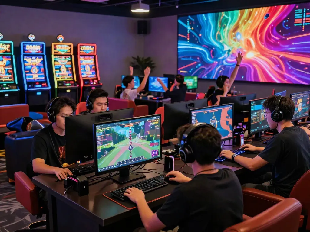 Engaging online betting moment at nhà cái tx88 with enthusiastic players enjoying a variety of games in a lively atmosphere.