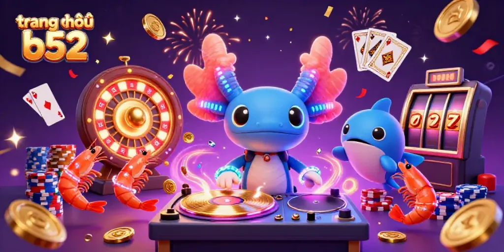 Experience the excitement at trang chủ b52 with vibrant characters, dazzling casino elements, and dynamic energy.