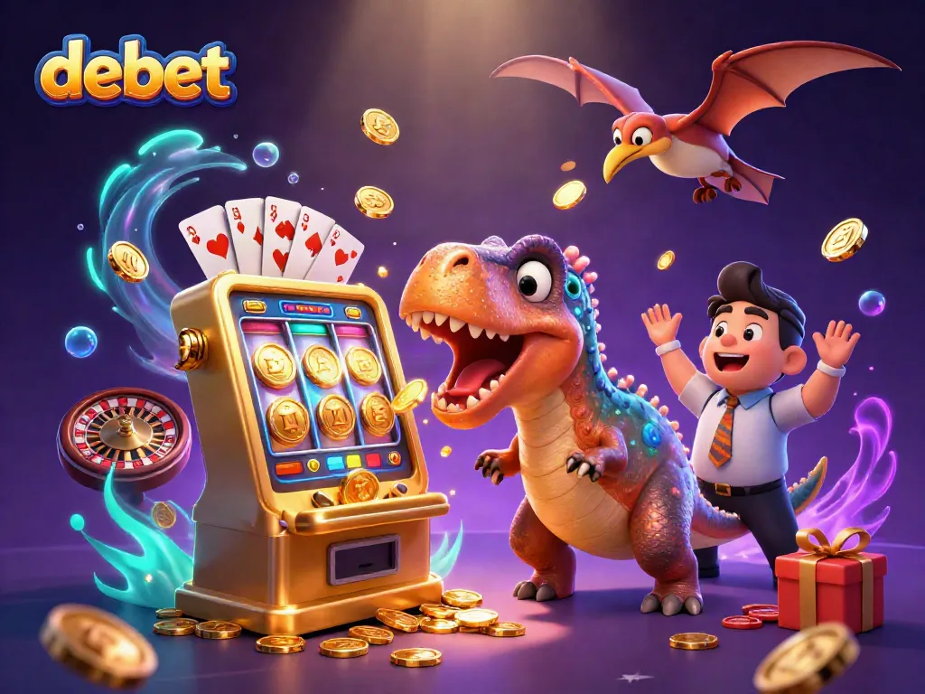 Experience debet excitement as a pachycephalosaurus hits a jackpot in this vibrant casino scene