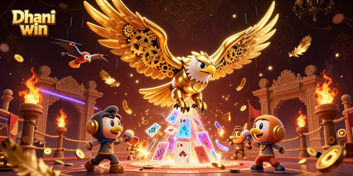 Dhani win showcases players winning with golden eagle in a vibrant casino action scene.