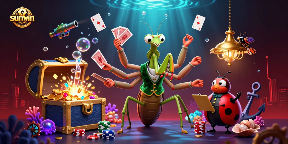 Experience sunwin's dynamic gaming scene featuring vibrant characters and casino elements.